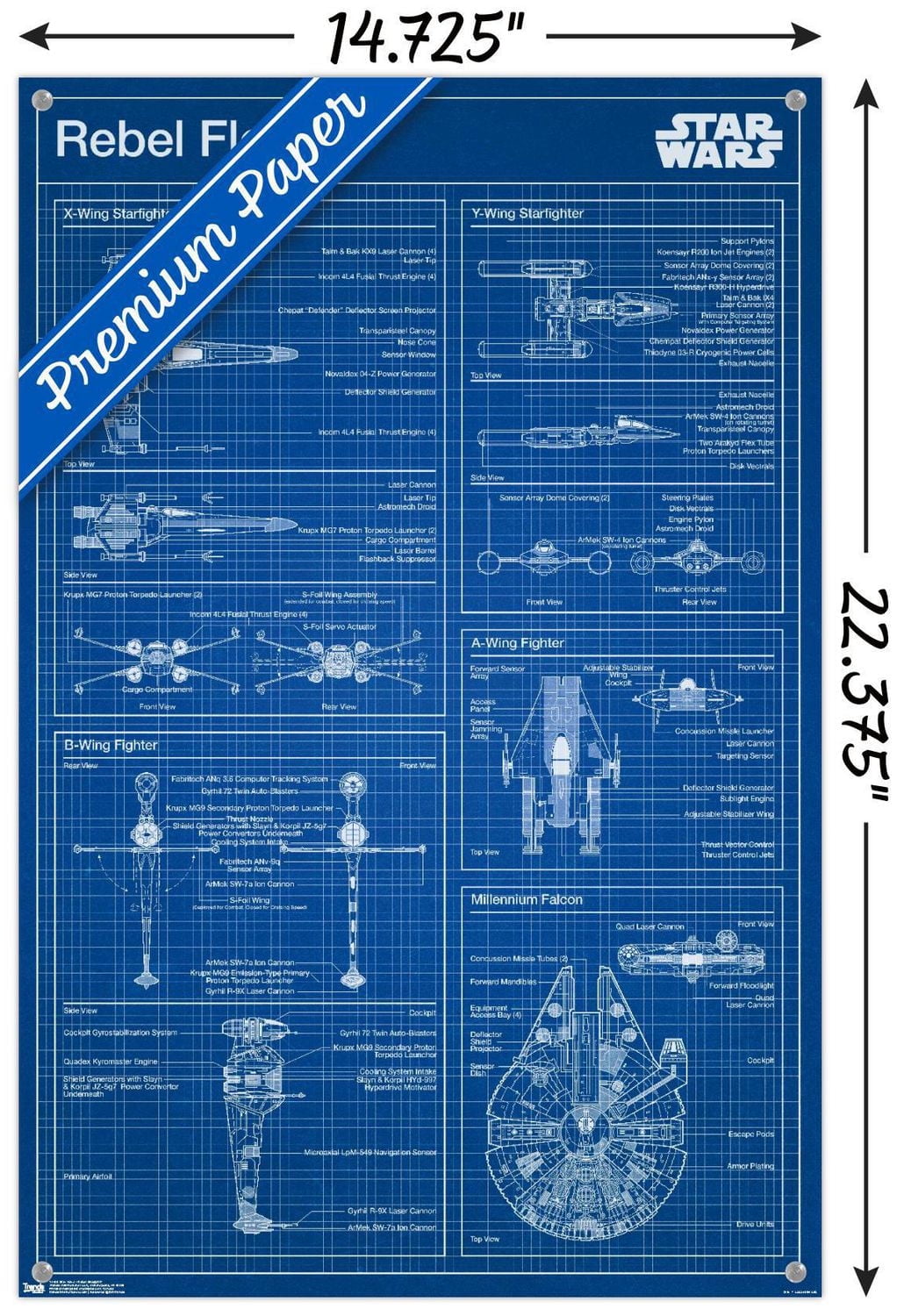 Star Wars: Saga - Rebel Blueprint Wall Poster, 22.375" x 34"