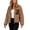 Coffee, variant on Sevevn Women's Cropped Sherpa Fleece Jacket Zip‑Up Coat Loose Warm Fleece Outerwear With Pockets Brown M