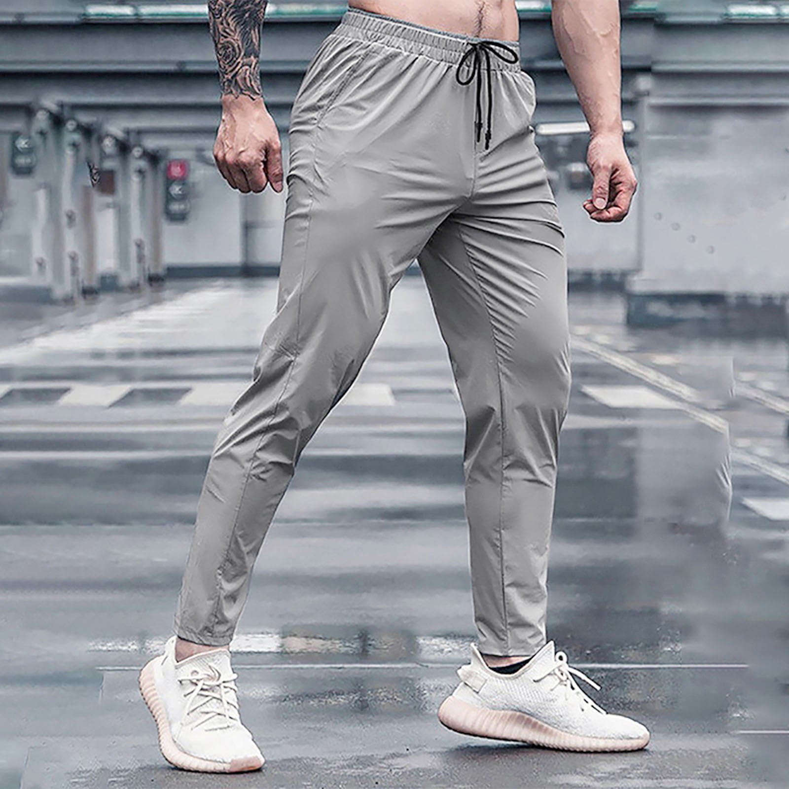 CAICJ98 Mens Sweatpants Mens Lightweight Gym Jogger Pants,Men's Workout  Sweatpants with Zip Pocket Black,XXL