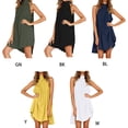 thumbnail image 3 of GENEMA Women Halter Sleeveless Solid Color Backless Ruffle A-Line Asymmetric Mini Dress, 3 of 19