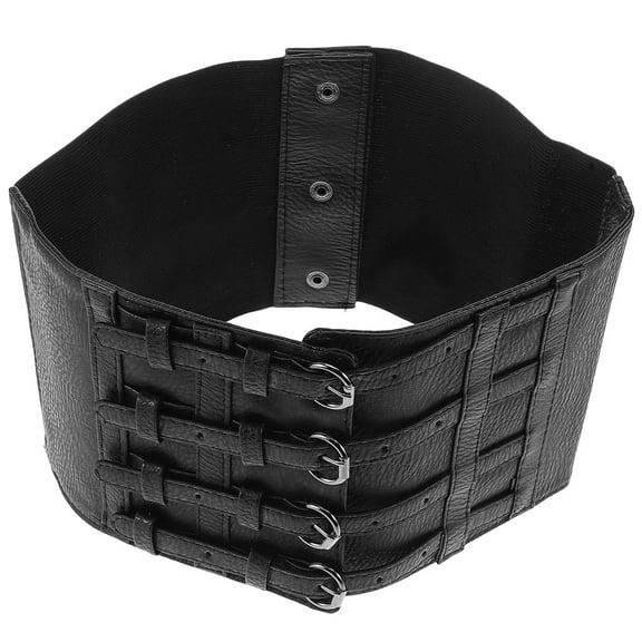 Worgeous Cinch Belt Wide Waist Belt Black Pu Gothic Style 1Set