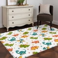 thumbnail image 4 of Dinosaurs Area Rug 4'x6', Green Orange Blue Cartoon Dinosaurs Washable Non-Slip Rugs, Low Pile Large Carpet for Living Room Bedroom Dining Room Kitchen Office Indoor Mat, 4 of 9