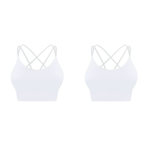 AWZXDE 2PC Womens Sports Bras Padded Strappy Cropped Back Sport Bra for Yoga Workout Fitness