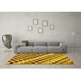 thumbnail image 3 of Ahgly Company Indoor Round Checkered Yellow Modern Area Rugs, 4' Round, 3 of 4