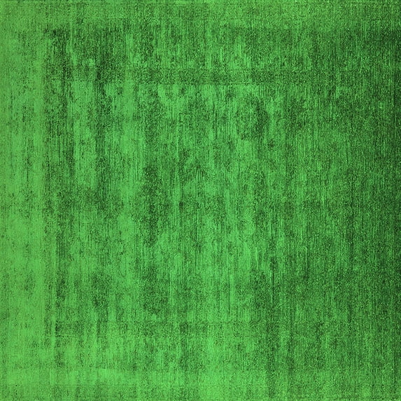 Ahgly Company Indoor Square Oriental Green Industrial Area Rugs, 8' Square