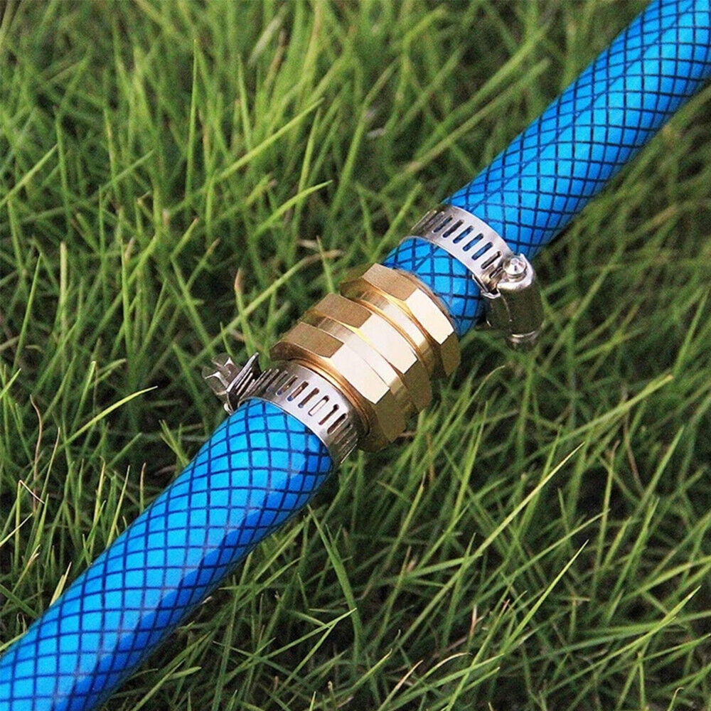 Brass Garden Hose Repair Connector with Clamps, Garden Hose Fitting Fit 5/8" And 3/4" Water Hose End Mender, Quick Connect Garden Hose Fittings, Garden Hose Quick Disconnect,10 Set