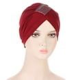 thumbnail image 1 of Teissuly Beanies Hats Women Solid Rhinestone India Muslim Ruffle Chemo Hat Wraps Turbans Beanie Cap Headwraps, 1 of 2