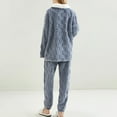 thumbnail image 5 of YOIAVAIOY Womens Fluffy Pajamas Set V Neck Pullover and Joggers Fleece Plush Sleepwear 2 Piece Pjs Sets Warm Fuzzy Loungewear Navy M, 5 of 7