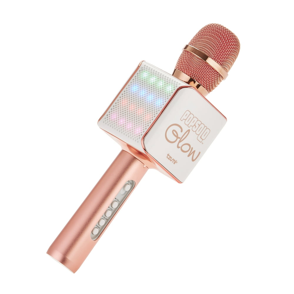 Tzumi PopSolo Glow Wireless LED Bluetooth Karaoke Microphone (Rose Gold