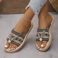 thumbnail image 3 of Rokment Women's Bohemian Ethnic Flat Dress Flip Flops Beach Vacation Summer Casual Waterproof Slip on Thongs Sandals Boho Dressy Slides Black Size 7.5, 3 of 5