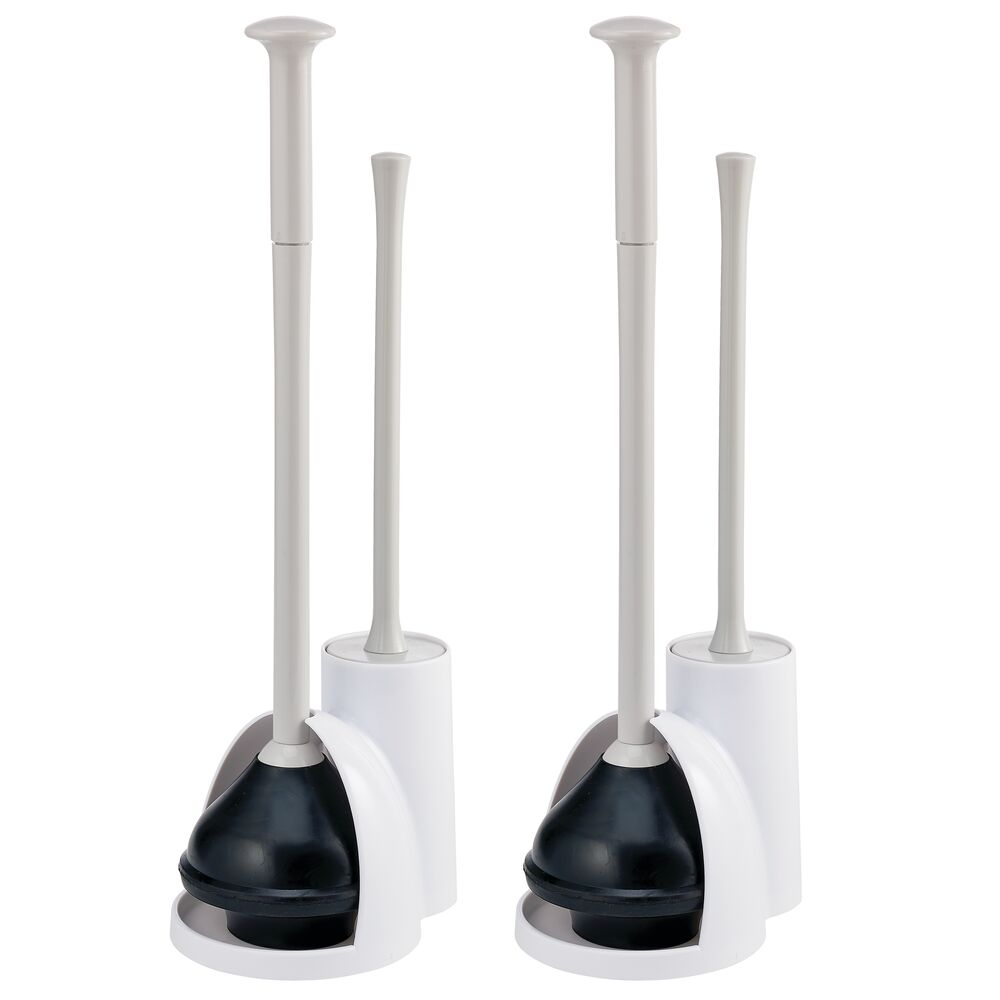 mDesign Hidden Plunger and Brush Set for Toilet Bowl Brush Cleaner