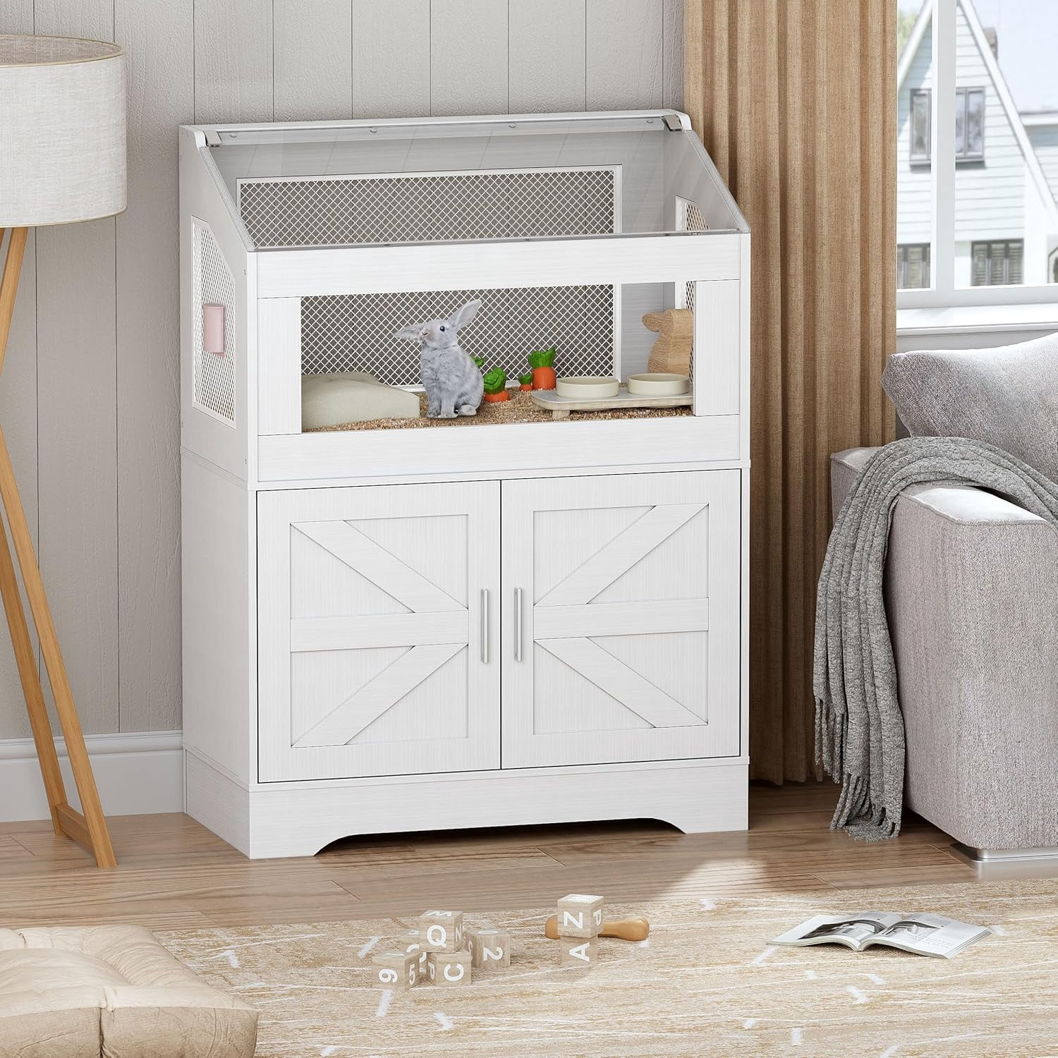 PAKASEPT Hamster Cage, Small Animal Cages with Storage Cabinet, Visual and Ventilated Large Habitats Hamster House for Rat, Guinea Pig, Hedgehog, Gerbil