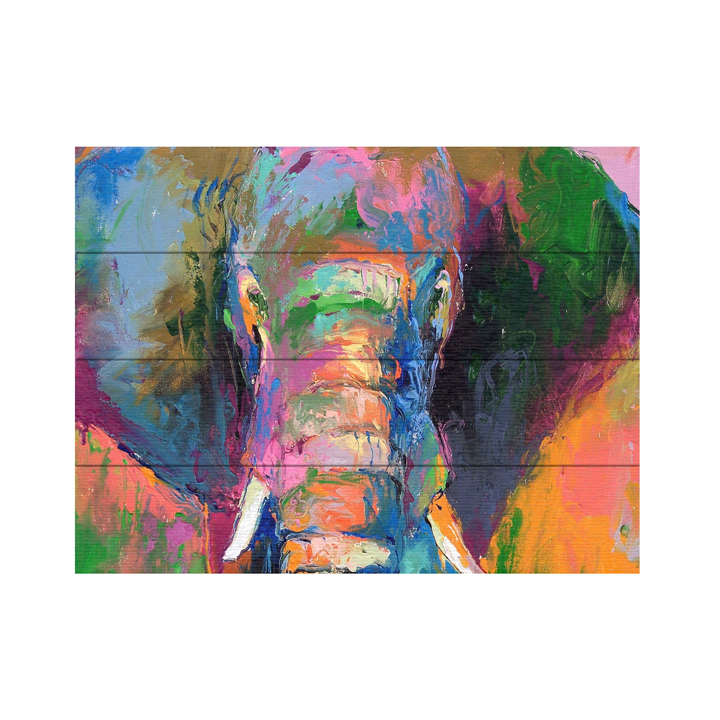 Richard Wallich 'Elephant 2' Wood Slat Art
