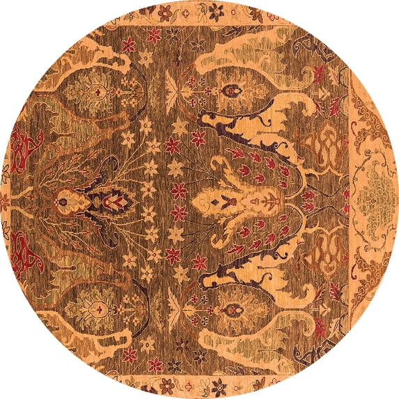 Ahgly Company Indoor Round Oriental Orange Industrial Area Rugs, 3' Round
