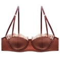 thumbnail image 4 of Arlun Women's Half-Cup Lace Bras Push up Support Gathered Bras Underwired Low Cut Mesh Bralettes Comfortable Breathable Lightweight Design Brick Red2 85-XL, 4 of 4