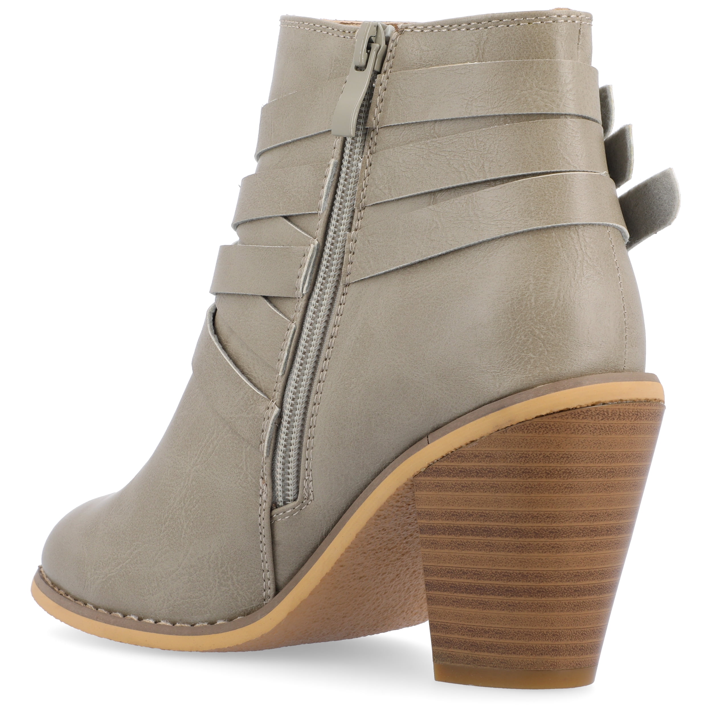 Journee Womens Strap Inside Zip Stacked Heel Booties, Widths Available