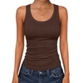 thumbnail image 2 of HAJWOH Womens Sleeveless Scoop Neck Tank Tops Summer Casual Basic Slim Fit Ribbed Knit Racerback Workout Cami Shirts, 2 of 5