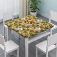 thumbnail image 3 of White Sunflower Pattern Square Fitted Tablecloth with Elastic Edge,Square Table Cover,Washable Elastic Table Cover for Home Kitchen Party Decor 34"x34", 3 of 6