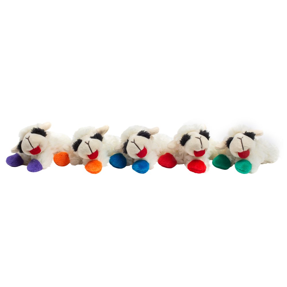 Multipet Lamb Chop Plush Dog Toy, Squeak, 6", Assorted Colors