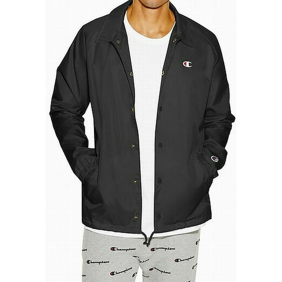 Champion NEW Black Mens Size 2XL Snap Button Front Coaches Jacket