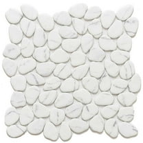 The Tile Life Recycled Cenote Pebble Blanco Glass Mosaic Tile - 13 x 13 in. - Matte - 14-Piece - Floor, Wall, Backsplash