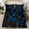 thumbnail image 2 of Manfei Classic Geometric Checkered Full Size Sheets,Pixel Grid Miners Bed Sheets,Blue Black Sheet Sets For Teens,Ultra Soft Home Decor,4pcs, 2 of 7