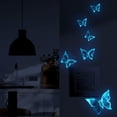 thumbnail image 5 of 6 uds. Calcomanías de pared de mariposas luminosas, arte de pared colorido, decoración de mariposas, calcomanías de pared que brillan en la oscuridad para niños, niñas, dormitorio, baño, azul, 5 of 5