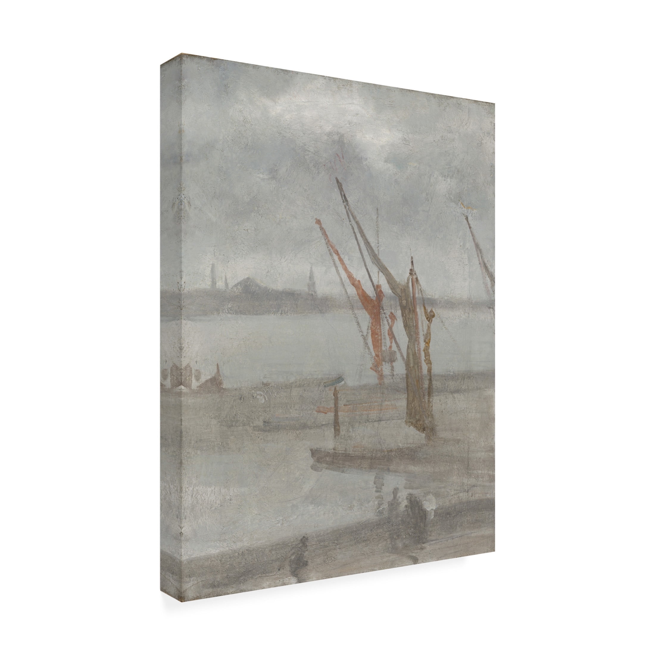 James Abbott McNeill Whistler 'Grey and Silver Chelsea Wharf, c.1864-68' Canvas Art - 35 x 47 Inches