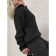 thumbnail image 3 of Arvbitana Women's Autumn Chunky Cable Knit Sweater Solid Color Long Sleeve Cable Hooded Knitwear Tops Warm Sweatshirts Cozy Clothes, 3 of 6