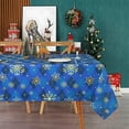 thumbnail image 2 of Christmas Tablecloth 60×120 Inch Gold Snowflake Rectangle Table Cloth Buffalo Plaid Holiday Tablecloth, Waterproof Winter Xmas Table Cover for Party Picnic Dinner, Christmas Decor, Blue, 2 of 6