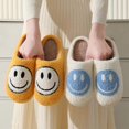thumbnail image 2 of Womens Fuzzy Indoor Winter Slippers Non Slip Cute Cartoon Smile Face Small Fit, 2 of 10