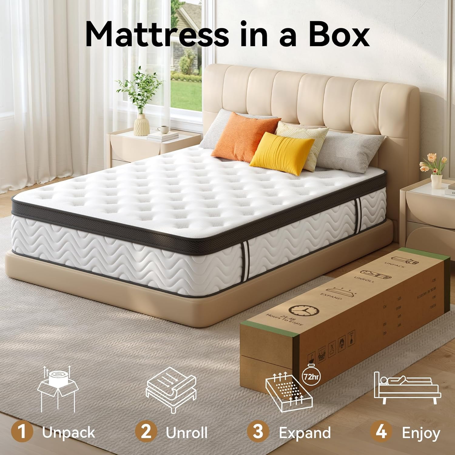 Sailvan King Mattress ,12 inch King Size Mattress ,Hybrid Mattress King in a Box with Memory Foam and King Pocket Springs for Edge Support, Pressure Relief