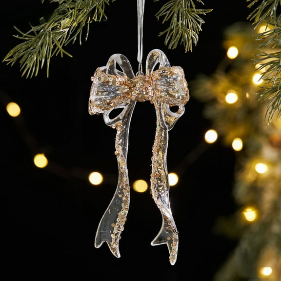 Upgraded HEROOY Christmas Sequin Bow Series Hanging Ornaments Venue Layout Christmas Tree Holiday Decoration Pendants I