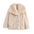 thumbnail image 6 of Womens Faux Fur Coats Trendy Long-Sleeve Coat Winter Fluffy Outerwear Shaggy Parka Coat Beige M, 6 of 8