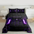 thumbnail image 2 of Manfei Cartoon Console Bedding Comforter Set,Modern Video Game Twin Comforter Sets,Purple Geometric Honeycomb Bedding Set For Boys Teens,Super Cozy Room Decor Reversible,2-Piece, 2 of 8