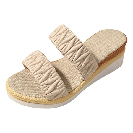 

Fandiiiii Dressy Sandals for Women with Support Women Slope Heel Slippers Foreign Trade Large Size Fashion Comfortable Thick Bottom Ladies Sandals