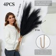 thumbnail image 2 of TETOU 4 Stems Faux Pampas Grass 43.3" Tall Big Pompous Grass Vase Filler Home Boho Decor - Black, 2 of 9