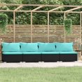 thumbnail image 1 of vidaXL 4-Seater Sofa with Cushions Black Poly Rattan, 1 of 5
