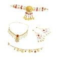 thumbnail image 3 of Conjunto de joyas de danza india con cadena para la cabeza, lentejuelas doradas, collar y pendientes Pendientes de clip, 3 of 8