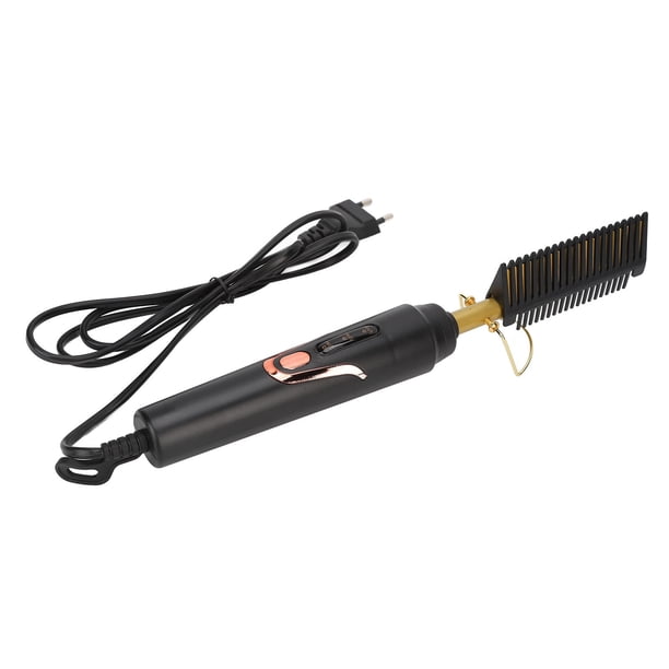Peine alisador de cabello, peine caliente alisador de cabello eléctrico 2 en 1 Peine alisador de cabello para peluca de cabello seco húmedo Mujeres Hombres Enchufe de la UE 100V‑240V