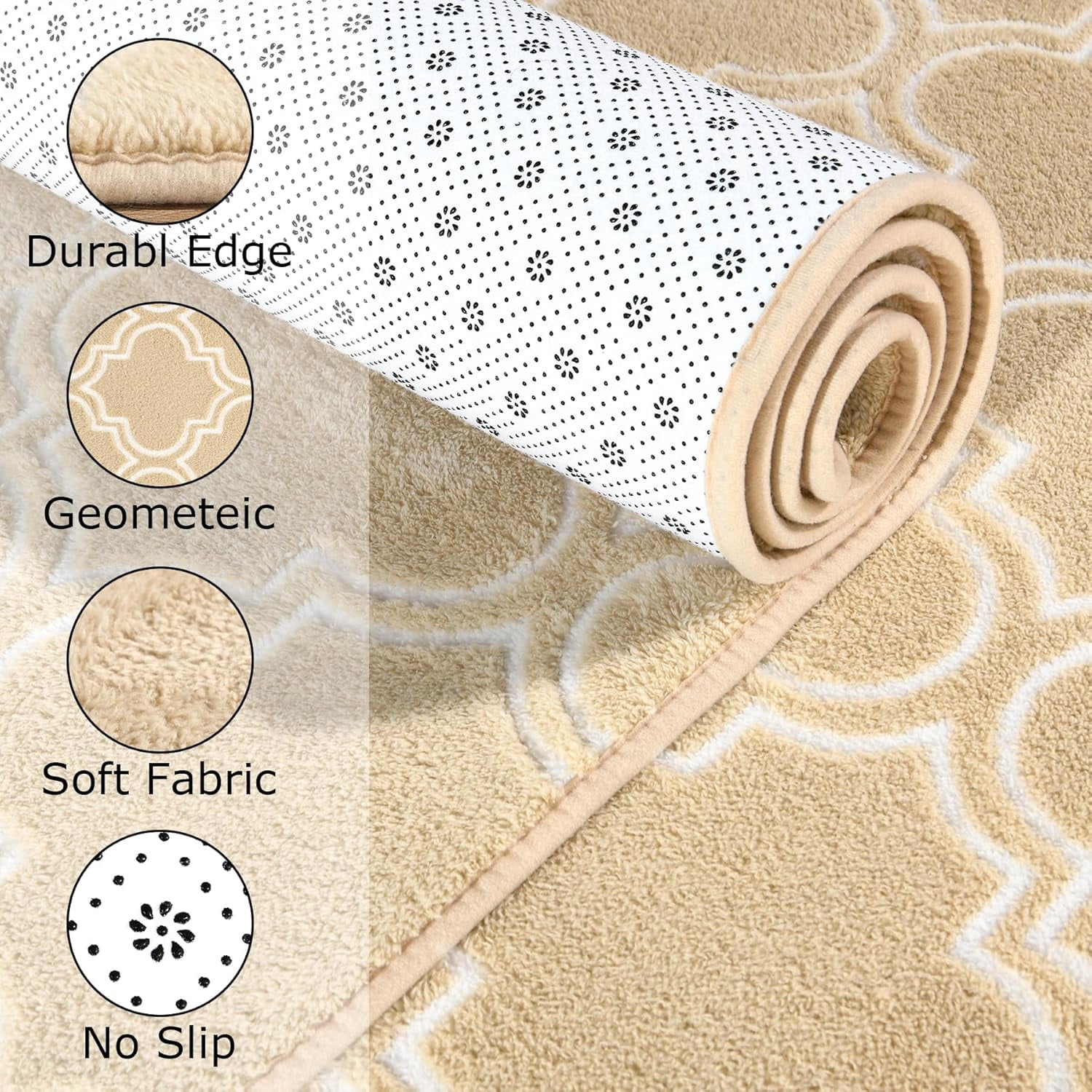 Lochas Fluffy Shaggy Rug Moroccan Geometric Soft Modern Area Rug for Living Room Home Decor Low Pile Carpet,Camel,5x7 Feet