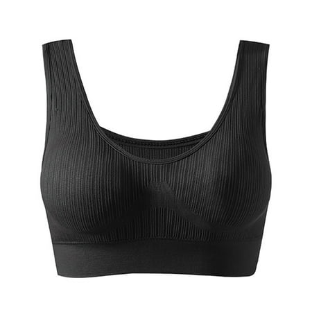 

Baywell 3 Pack Seamless Sports Bra Wirefree Yoga Bra with Removable Pads for Women Black 70/32D-110/48AB