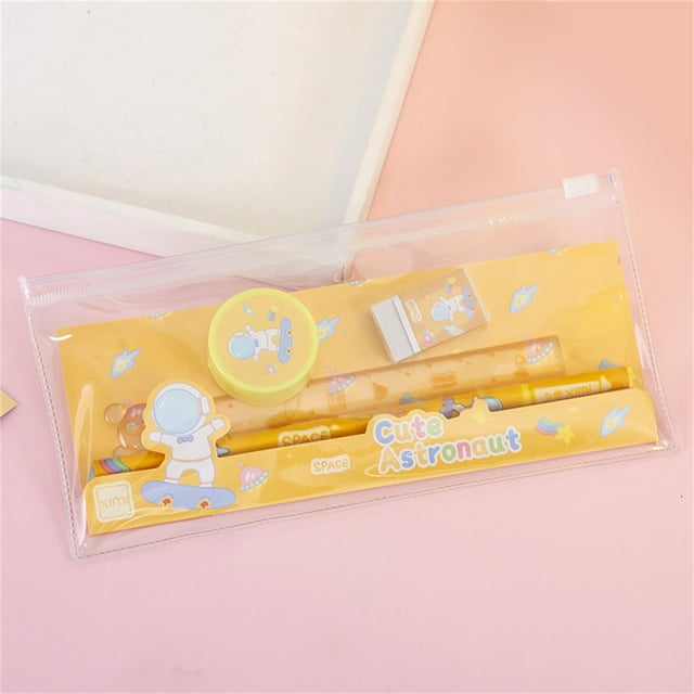 Meiiso Tool Series, Yellow Academic gear Set, Transparent Pencil Case & Study Kit Set, Clearance!
