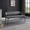 thumbnail image 2 of Maklaine Velvet Gray Bench Rectangular Contemporary Rounded Back Upholstered Legs Unassembled, 2 of 6