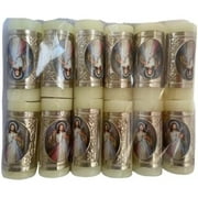 HElectQRIN Mini Cirio Pascual 3 inches H x 1.5 inches W Repujado Seor Divina Misericordia Paquete 12 Pcs, Mini Paschal Embossed Candle Divine Mercy [12 Pz Set}