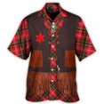 thumbnail image 3 of Camisas con estampado de vaquero retro, ropa informal con patrón de mezclilla 3D para hombre, camisa hawaiana de manga corta para playa, ropa informal para exteriores para hombre, 3 of 4