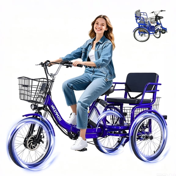Electric Trike for Adults,20 Inch Folding 3 Wheel Electric Tricycle Peak 700w,36V13AH Removable Li-Battery, Ebike Suitable for Carrying Passengers and Cargo