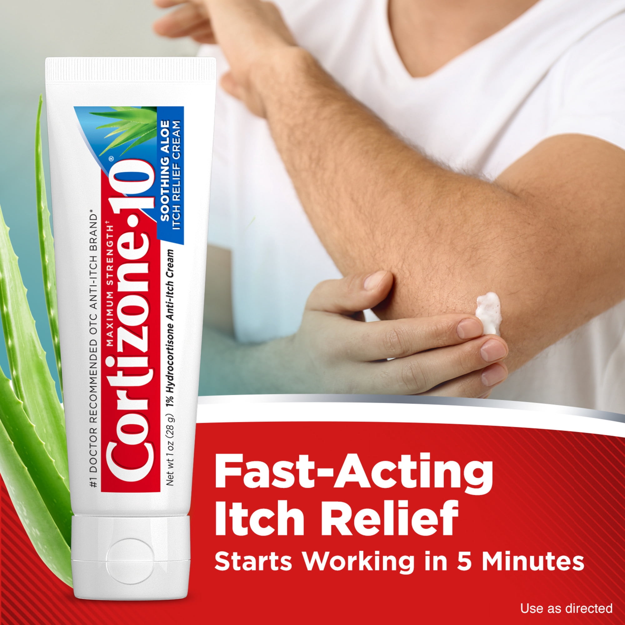 (4 pack) Cortizone-10 Maximum Strength Soothing Aloe Itch Relief Cream, 1% Hydrocortisone, Fast-Acting, Anti-Itch Cream for Bug Bites, Rash, Eczema, Psoriasis, Poison Ivy, Oak, Sumac & More, 1 oz