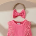 thumbnail image 4 of Sopiago Baby Girl Clothes Romper Dress Outfits for Girls Lace Ruffle Sleeveless Toddler Girl Summer Outfits with Headband (Pink,12-18 Months), 4 of 5