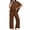 Brown, variant on Two Piece Sets for Women Batwing Sleeves Lounge Sets Summer Spring Vacation Outfits with Pockets